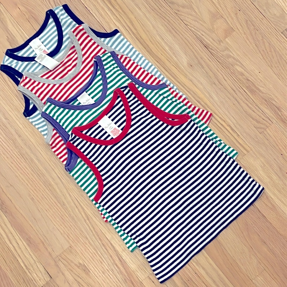 Set of 4 sz 4-5Y Mini Boden striped all cotton tank tops / undershirts